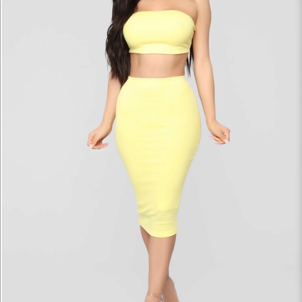 Yellow matching skirt set